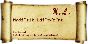 Mrázik Lóránt névjegykártya